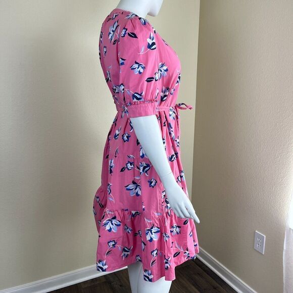 Draper James Women's Size 2X Pink Floral Button Front Tiered Midi Dress Preppy - Picture 12 of 14